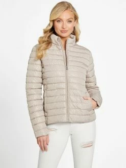 Discount ⭐ Guess Factory Eco Fleur Logo Quilted Jacket for 👩 women 🔔