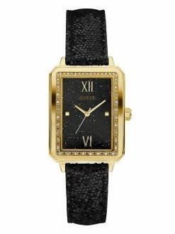Coupon 😍 Guess Factory Black and Gold-Tone Rectangle ⌚ Watch for 👩 women 😍