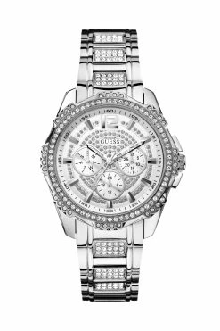 Cheap 🎉 Guess Factory Silver-Tone Multifunction Crystal ⌚ Watch for 👩 women 😍