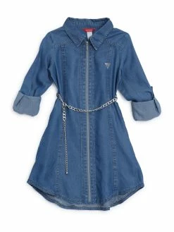 Best deal 🛒 Guess Factory Abelina Denim 👚 Shirt 👗 Dress (7-14) for kids 🛒