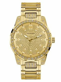 Promo 👍 Guess Factory Gold-Tone and Rhinestone Analog ⌚ Watch for men 🔥
