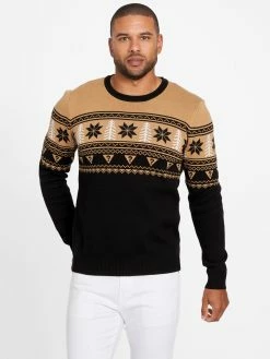 Best deal 🎁 Guess Factory Folk Fair Isle Holiday Sweater for men 👏