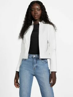 Outlet 🎁 Guess Factory Popal Faux-Leather Jacket for 👩 women 😀