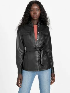Best deal 🛒 Guess Factory Marque Faux-Leather Jacket for 👩 women 🔔