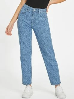 Discount 🎉 Guess Factory Eco Mia Ultra High-Rise Logo Print Straight 👖 Jeans for 👩 women 👍