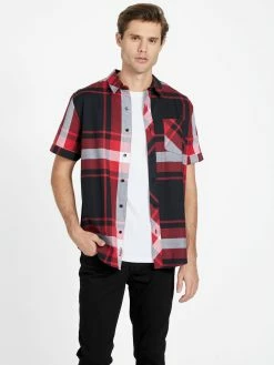 Discount 🥰 Guess Factory Hertz Plaid Pocket 👚 Shirt for men 😀