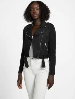 Wholesale 👍 Guess Factory Nedan Faux-Suede Moto Jacket for 👩 women 🧨