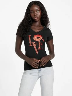 Deals 😀 Guess Factory Eco Cece Love V-Neck Tee for 👩 women ❤️