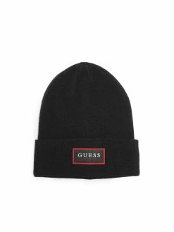 Outlet 😀 Guess Factory Rib-Knit Logo Patch Beanie for men 🎉