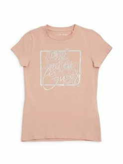 New ⌛ Guess Factory Rozie Logo Tee (7-14) for kids ✔️