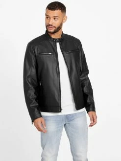 New 🎉 Guess Factory Zacky Moto Faux-Leather Jacket for men 👍
