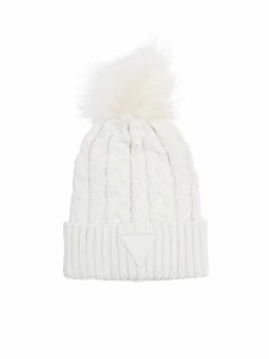 Cheapest 🔔 Guess Factory Cable-Knit Pom Beanie for 👩 women ⭐