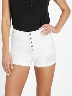 New 😀 Guess Factory Mandarine Button Fly Cuffed Denim Shorts for 👩 women 🔔