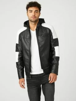 Cheapest 👍 Guess Factory Daniel Color-Block Biker Jacket for men 💯
