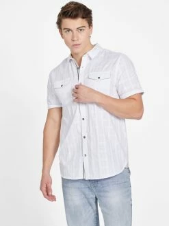 New 😀 Guess Factory Dorne Windowpane Pocket 👕 Shirt for men 🤩