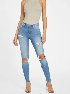 Deals 👍 Guess Factory Eco Zuley Destroyed Mid-Rise Skinny 👖 Jeans for 👩 women ✔️