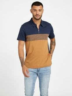 Buy ✨ Guess Factory Eco Fort Color-Block Zip Polo for men ✨