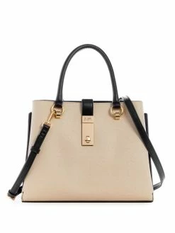 Deals 😀 Guess Factory Cranston Color-Block Logo Satchel for 👩 women 🛒