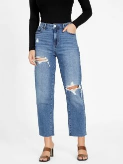 Outlet 👍 Guess Factory Doja Distressed Straight 👖 Jeans for 👩 women 🎁