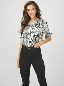 Cheap 👍 Guess Factory Arden Printed Top for 👩 women 🎁
