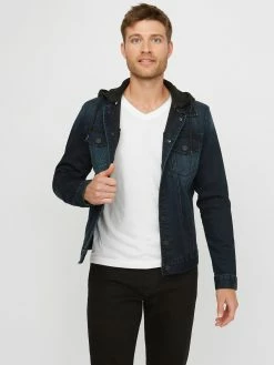 Flash Sale 👏 Guess Factory Vertix Hooded Super Stretch Denim Jacket for men 🔔