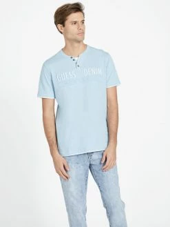 Coupon 👍 Guess Factory Edgar Henley Logo Tee for men 🥰