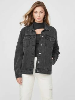 Coupon 👏 Guess Factory Amo Denim Trucker Jacket for 👩 women ⌛