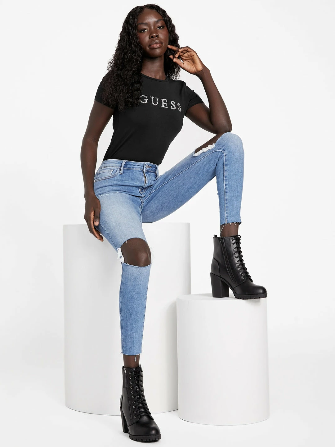 Top 10 👍 Guess Factory Jill Rhinestone Logo Tee for 👩 women ✨ - Image 5