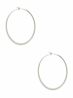 Discount 😉 Guess Factory Silver-Tone Large Logo Hoop Earrings for 👩 women ⌛