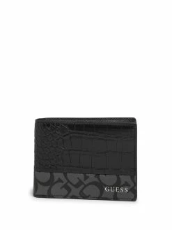 Wholesale 🔔 Guess Factory Carter Croc and Logo Bifold Wallet for men 🔥