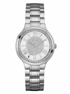Best Pirce 🔥 Guess Factory Silver-Tone Stainless Steel Analog ⌚ Watch for 👩 women ✨