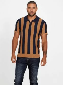 Cheapest ⌛ Guess Factory Eco Feiz Half-Zip Polo for men 👏