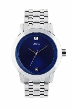Cheapest 🛒 Guess Factory Blue and Silver-Tone Diamond 👗 Dress ⌚ Watch for men 🌟