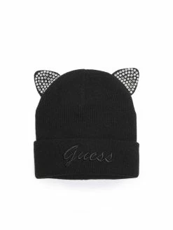 Cheapest 😉 Guess Factory Rhinestone Cat Ears Beanie for 👩 women 🎉