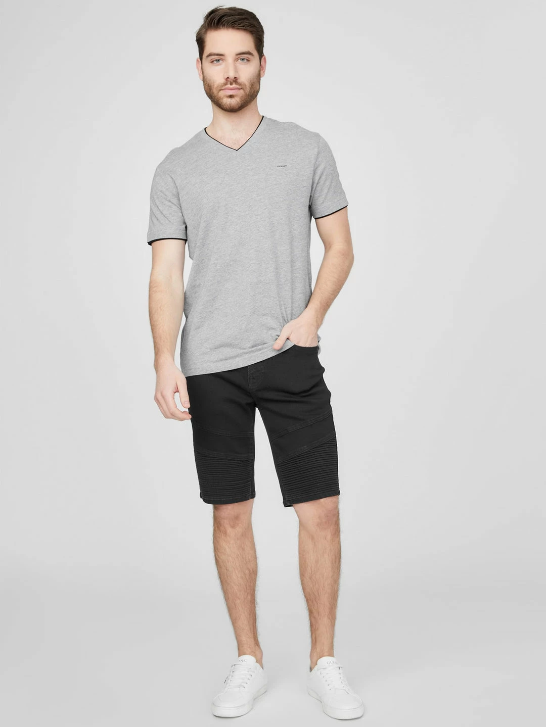 Best Sale ๐งจ Guess Factory Bradley Moto Denim Shorts for men โ - Image 2