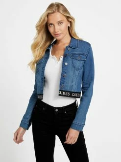 Cheapest 🥰 Guess Factory Camil Logo-Tape Denim Jacket for 👩 women 🔥