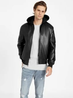 Cheap 🎉 Guess Factory Goss Faux-Leather Hooded Jacket for men 🎁