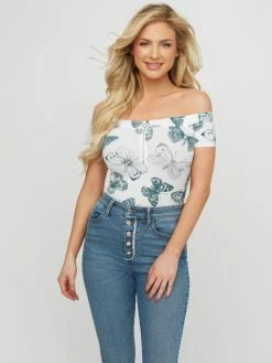 Discount ๐ฅฐ Guess Factory Loba Printed Ribbed Off-The-Shoulder Top for ๐ฉ women โ๏ธ