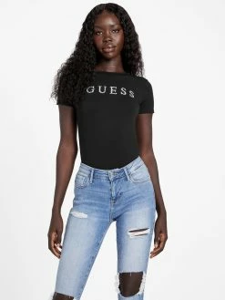 Top 10 👍 Guess Factory Jill Rhinestone Logo Tee for 👩 women ✨