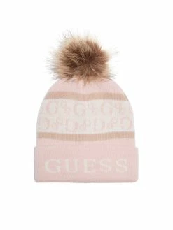 Top 10 🌟 Guess Factory Logo Striped Pom Beanie for 👩 women ✔️