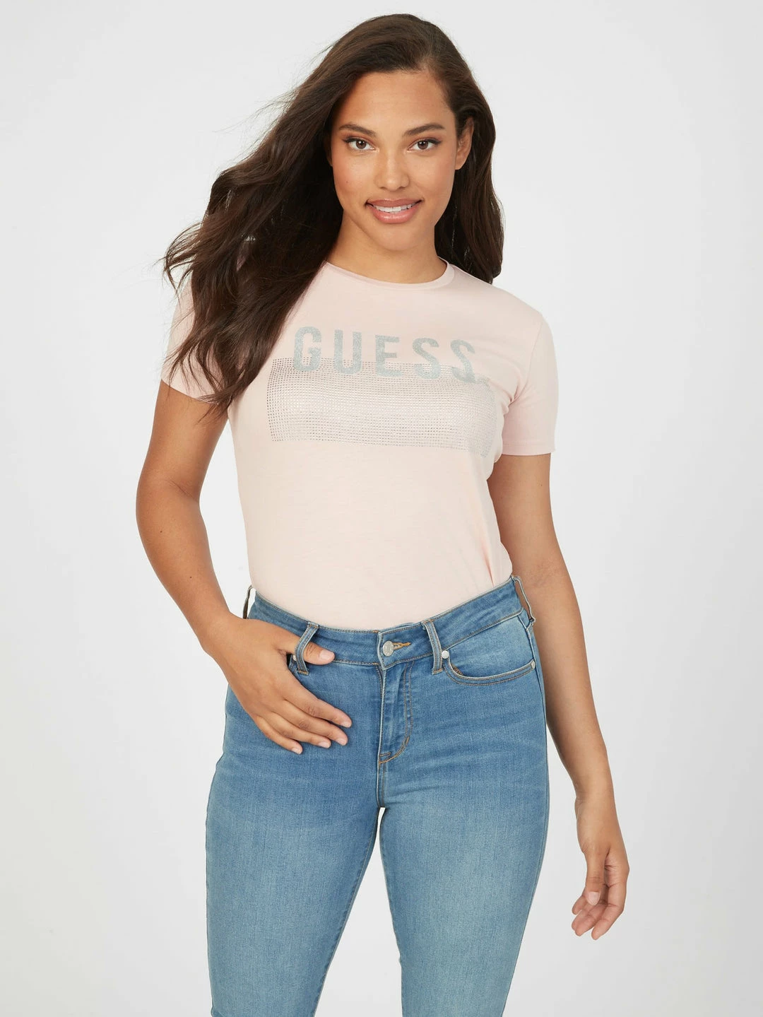 Wholesale 🥰 Guess Factory Lisey Rhinestone Logo Tee for 👩 women 🔔 - Image 9