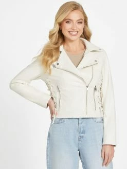 Hot Sale ⭐ Guess Factory Cedar Lace-Up Faux-Leather Jacket for 👩 women 🛒