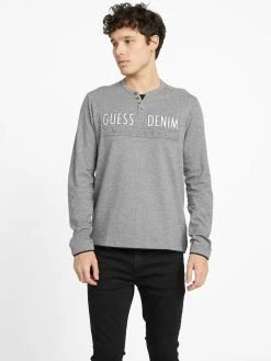 Cheapest 🔔 Guess Factory Edgar Marled Long-Sleeve Tee for men 🔔