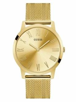 Best Pirce ⌛ Guess Factory Gold-Tone Mesh Analog ⌚ Watch for men ✨