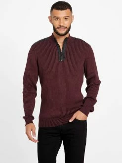 Top 10 ✔️ Guess Factory Eco Khan Mock Neck Zip Sweater for men 💯