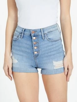 Outlet ⭐ Guess Factory Eco Mandarine Button Fly Cuffed Denim Shorts for 👩 women ✨