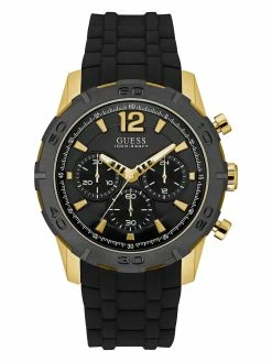 Cheap 👏 Guess Factory Caliber Black and Gold-Tone ⌚ Watch for men ✨