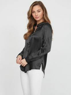 Best Sale ✔️ Guess Factory Galina Logo Satin 👚 Shirt for 👩 women 🎁